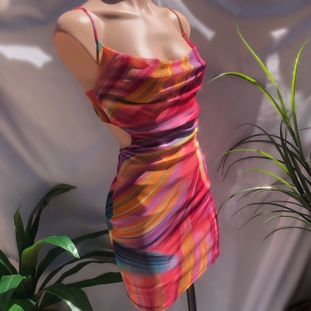 Tequila Sunrise Mesh Mini Dress